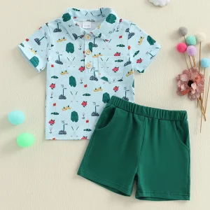 Boys Short Sleeve Dinosaur Print