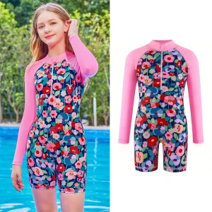Cute Girls Long Sleeve One Piece Swimsuit Ages 2-12