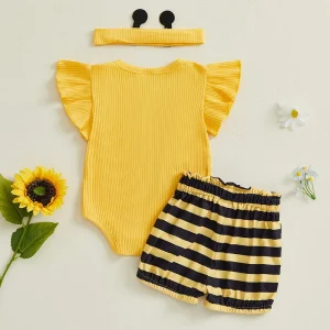 Sleeveless Romper Ruffle Shorts Headband